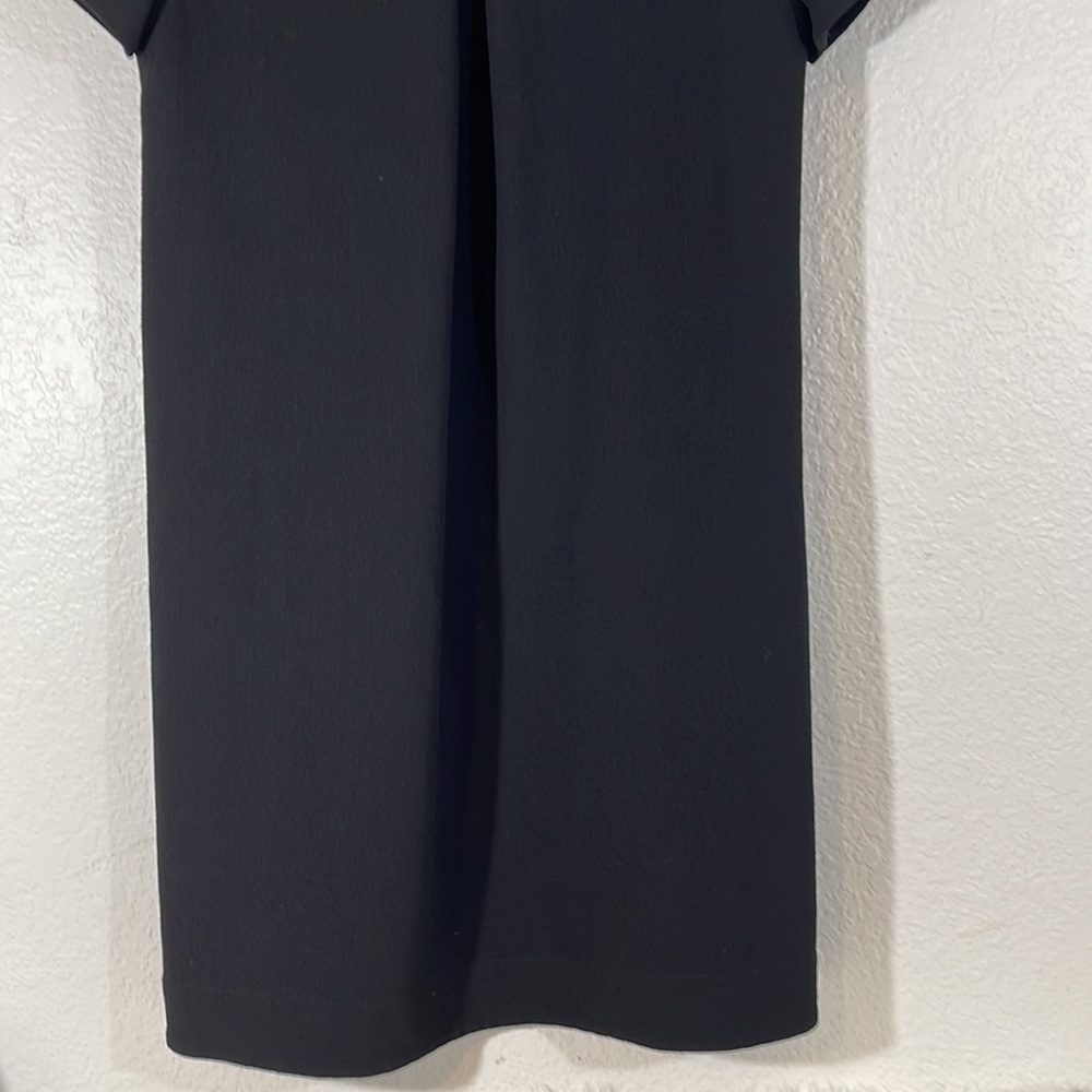 MADEWELL Black Leather Trim Neckline Tee Dress Short Sleeve With Pockets Size XS - Picture 8 of 12